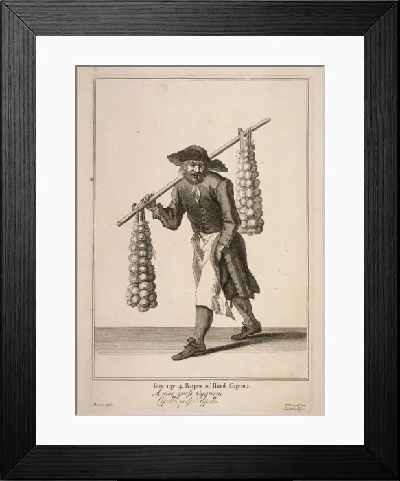 Framed Print : Buy my 4 Ropes of Hard Onyons, Cries of London, (c1688?) Framed Print : Buy my 4 Ropes of Hard Onyons, Cries of London, (c1688?)