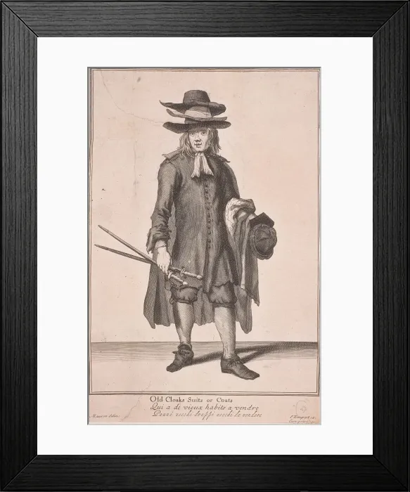 Framed Print : Old Cloaks Suits or Coats, Cries of London, (c1688?) Framed Print : Old Cloaks Suits or Coats, Cries of London, (c1688?)
