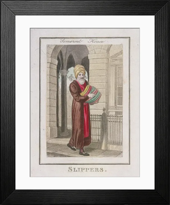 Framed Print : Slippers, Cries of London, 1804 Framed Print : Slippers, Cries of London, 1804