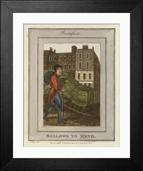 Framed Print : Bellows to Mend, Cries of London, 1804 Framed Print : Bellows to Mend, Cries of London, 1804