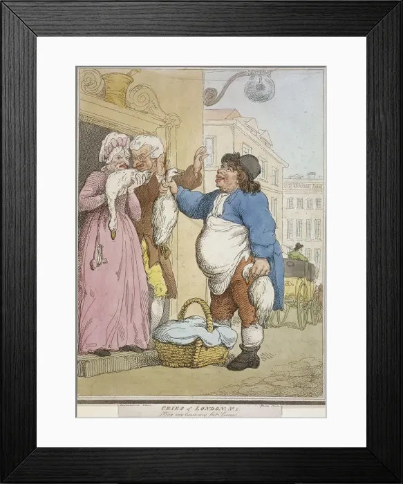 Framed Print : Buy my Goose, my fat Goose, plate II of Cries of London, 1799. Artist: H Merke Framed Print : Buy my Goose, my fat Goose, plate II of Cries of London, 1799. Artist: H Merke