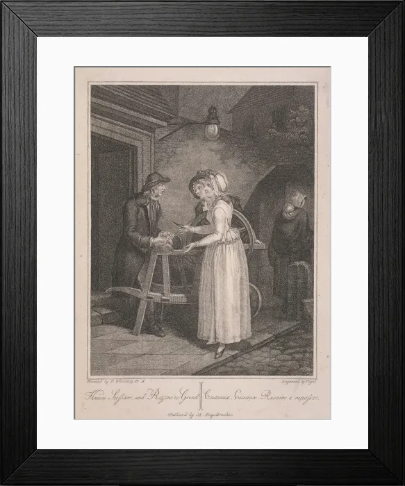 Framed Print : Knives Scissars and Razors to Grind, Cries of London, c1795. Artist: Vogel Framed Print : Knives Scissars and Razors to Grind, Cries of London, c1795. Artist: Vogel
