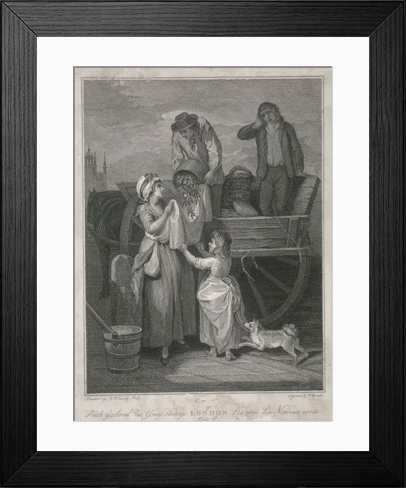 Framed Print : Fresh Gathered Peas Young Hostings, Cries of London, c1795. Artist: Pietro Bonato