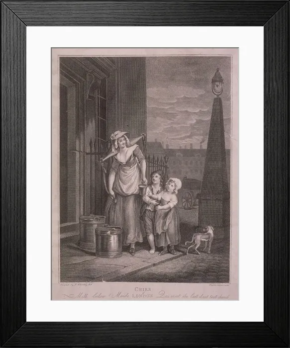 Framed Print : Milk below Maids, Cries of London, c1795. Artist: Luigi Schiavonetti Framed Print : Milk below Maids, Cries of London, c1795. Artist: Luigi Schiavonetti