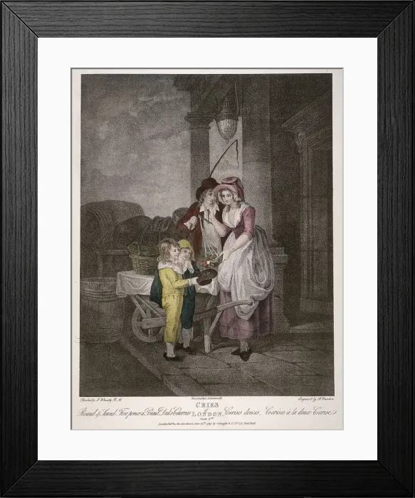 Framed Print : Round & Sound Fivepence a Pound Duke Cherries, Cries of London, 1795. Artist Framed Print : Round & Sound Fivepence a Pound Duke Cherries, Cries of London, 1795. Artist
