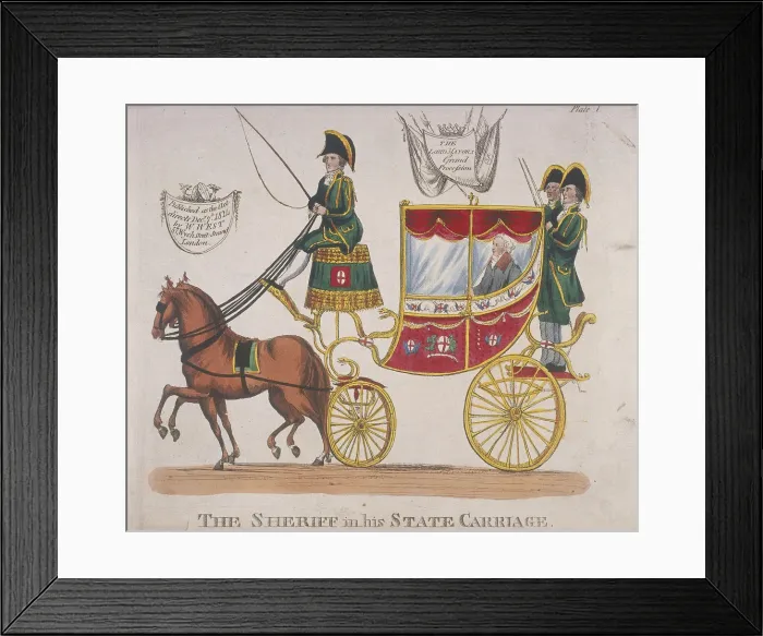 Framed Print : Sheriff in his state carriage during the Lord Mayors Procession, 1824 Framed Print : Sheriff in his state carriage during the Lord Mayors Procession, 1824