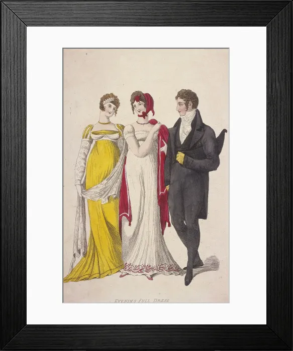Framed Print : Two women and a man wearing full evening dress, c1810. Artist: W Read Framed Print : Two women and a man wearing full evening dress, c1810. Artist: W Read