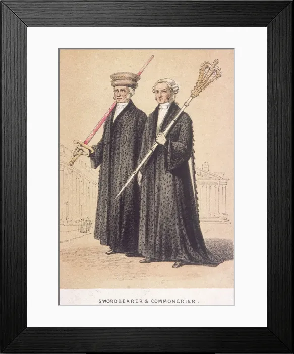 Framed Print : A Swordbearer and a Commoncrier, 1855. Artist: Day & Son Framed Print : A Swordbearer and a Commoncrier, 1855. Artist: Day & Son