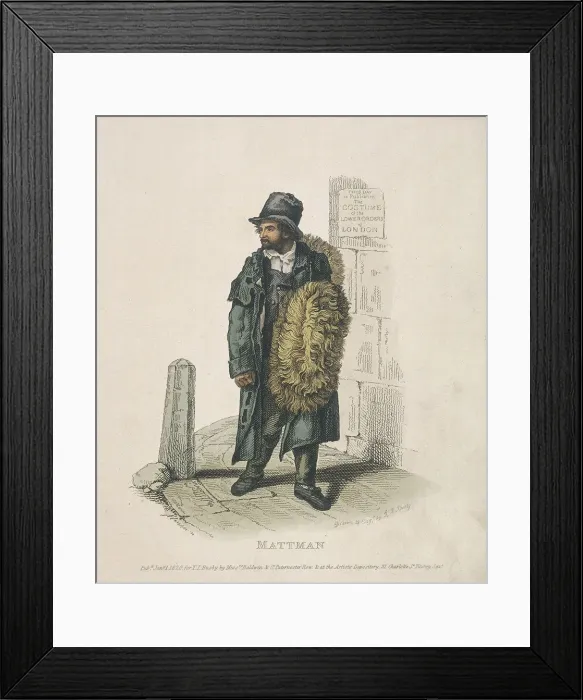 Framed Print : Matt seller carrying his wares on his shoulder, 1820. Artist: Thomas Lord Busby Framed Print : Matt seller carrying his wares on his shoulder, 1820. Artist: Thomas Lord Busby