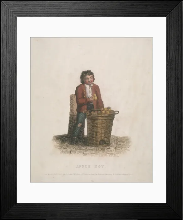 Framed Print : Apple seller with a large basket of fruit, 1820. Artist: Thomas Lord Busby Framed Print : Apple seller with a large basket of fruit, 1820. Artist: Thomas Lord Busby