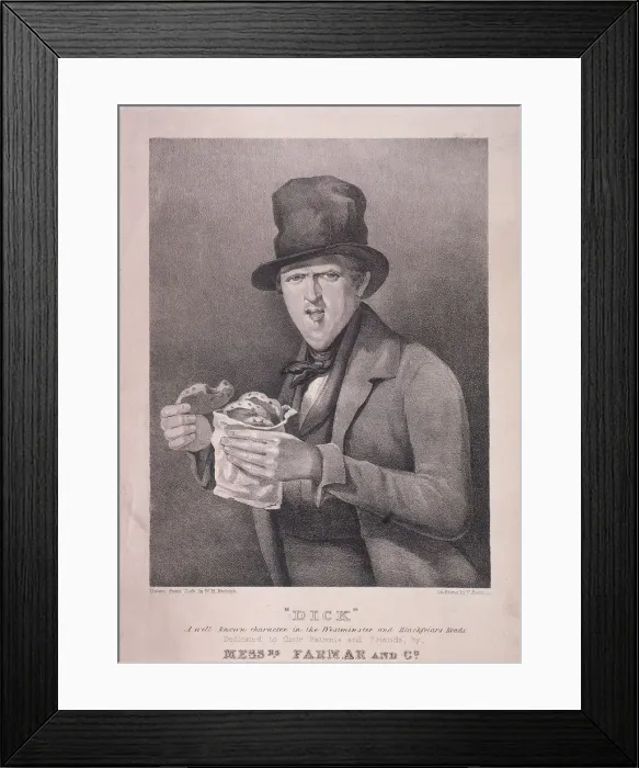 Framed Print : Dick: A well known character in the Westminster and Blackfriars Roads, c1845 Framed Print : Dick: A well known character in the Westminster and Blackfriars Roads, c1845