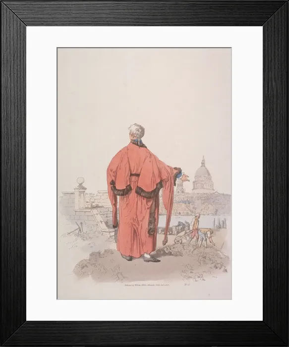 Framed Print : Alderman in civic costume looking towards St Pauls Cathedral, London, 1805. Artist Framed Print : Alderman in civic costume looking towards St Pauls Cathedral, London, 1805. Artist