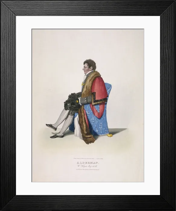 Framed Print : Alderman Sir William Heygate, seated and in civic costume showing robe and hat, 1825 Framed Print : Alderman Sir William Heygate, seated and in civic costume showing robe and hat, 1825