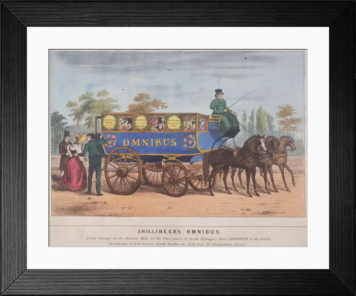 Framed Print : Passengers using Shillibeers omnibus, London, 1829 Framed Print : Passengers using Shillibeers omnibus, London, 1829