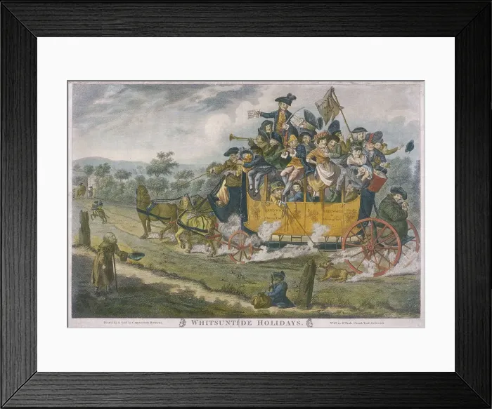 Framed Print : A crowded coach travelling between Greenwich and Charing Cross, London, 1783. Artist