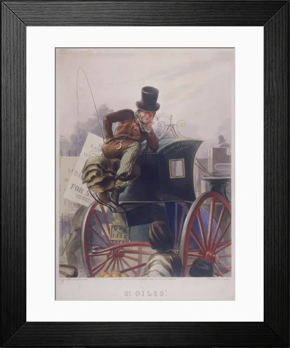 Framed Print : Hansom cab driver, London, 1854. Artist: J Harris Framed Print : Hansom cab driver, London, 1854. Artist: J Harris