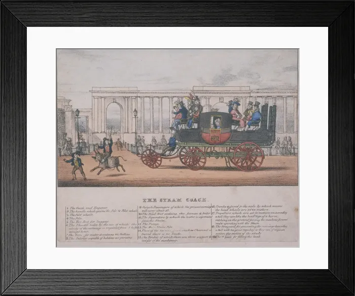 Framed Print : Steam coach at Hyde Park Corner, London, c1830 Framed Print : Steam coach at Hyde Park Corner, London, c1830