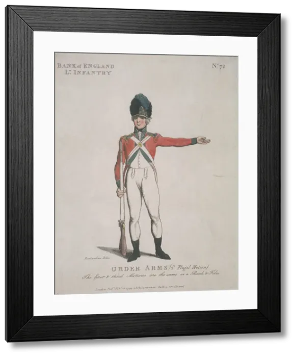 Framed Print : Member of the Bank of England Light Infantry holding a rifle, 1799 Framed Print : Member of the Bank of England Light Infantry holding a rifle, 1799