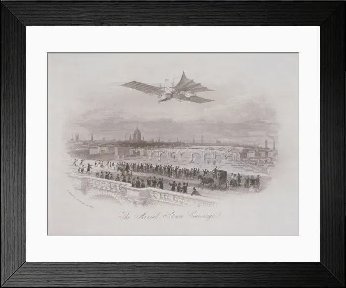 Framed Print : Early flying machine passing over London, c1843 Framed Print : Early flying machine passing over London, c1843