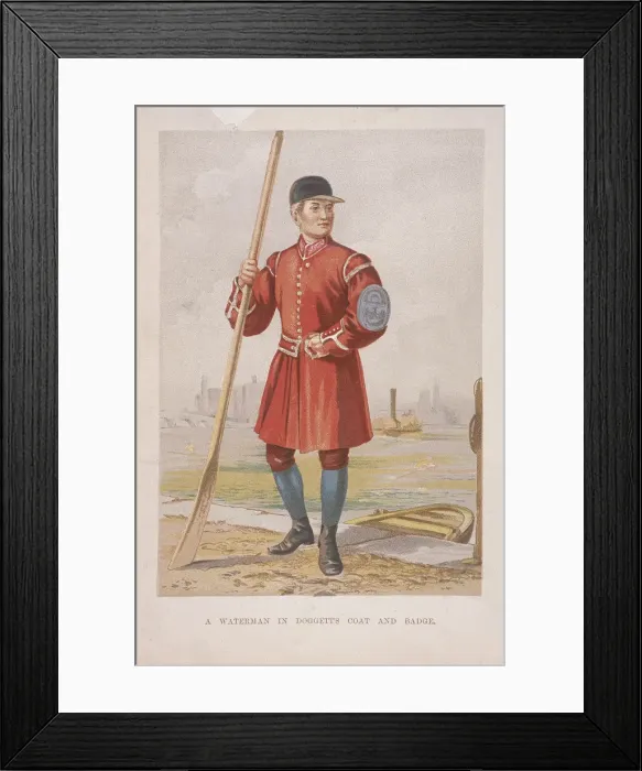 Framed Print : Waterman in Doggetts coat and badge, (c1860?) Framed Print : Waterman in Doggetts coat and badge, (c1860?)