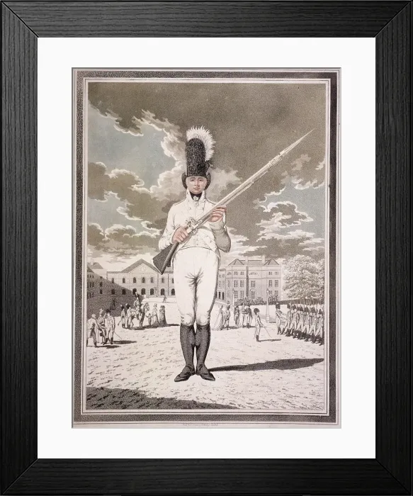 Framed Print : Military figure in the uniform of the Bloomsbury and Inns of Court Association, 1803 Framed Print : Military figure in the uniform of the Bloomsbury and Inns of Court Association, 1803