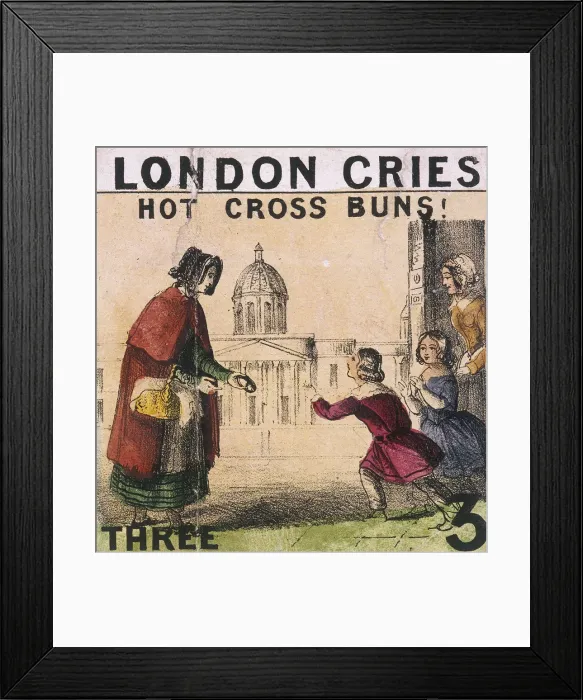 Framed Print : Hot Cross Buns!, Cries of London, c1840. Artist: TH Jones Framed Print : Hot Cross Buns!, Cries of London, c1840. Artist: TH Jones
