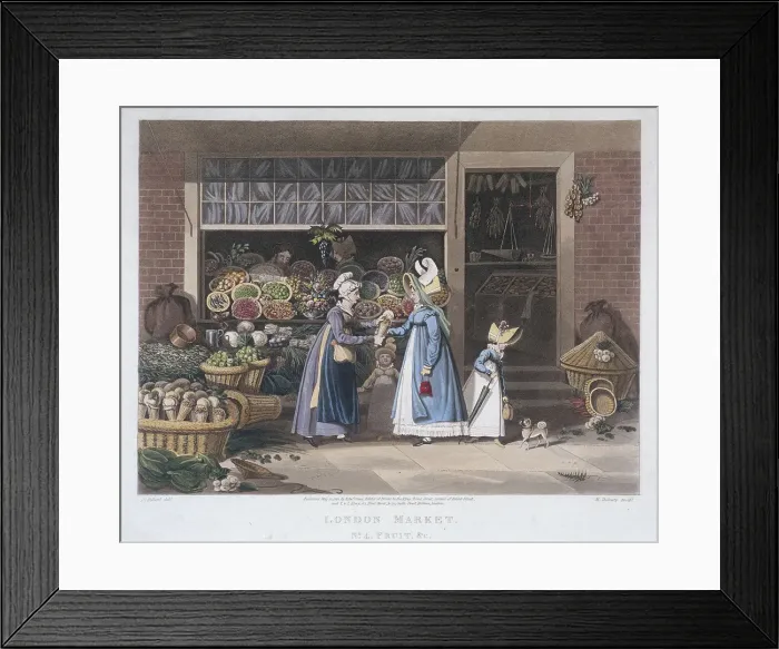 Framed Print : London Market; a fruit seller, 1822. Artist: Matthew Dubourg Framed Print : London Market; a fruit seller, 1822. Artist: Matthew Dubourg