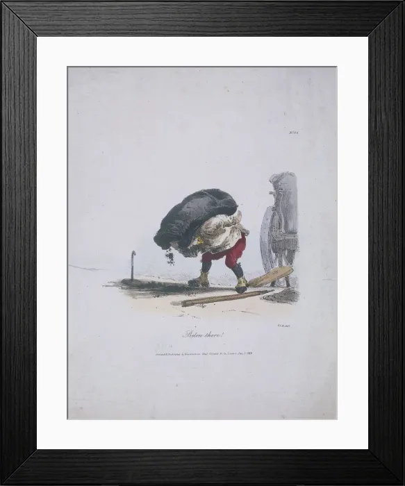 Framed Print : Below there!, Cries of London, 1828. Artist: Engelmann, Graf, Coindet and Company Framed Print : Below there!, Cries of London, 1828. Artist: Engelmann, Graf, Coindet and Company