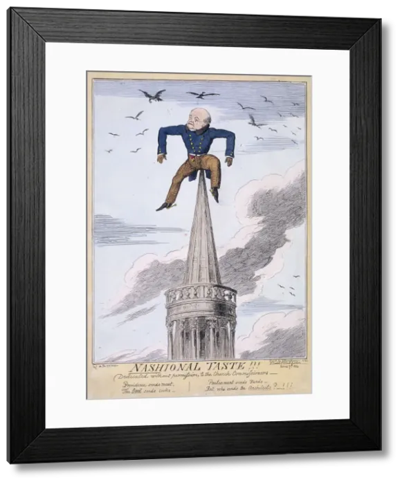 Framed Print : John Nash on the spire of All Souls Church, Langham Place, Westminster, London, 1824 Framed Print : John Nash on the spire of All Souls Church, Langham Place, Westminster, London, 1824