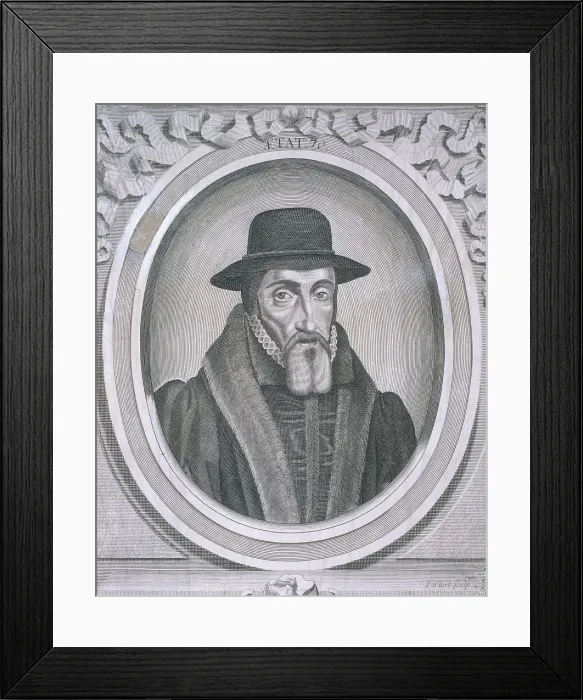 Framed Print : Oval portrait of John Foxe, c1570, (c1700). Artist: John Sturt Framed Print : Oval portrait of John Foxe, c1570, (c1700). Artist: John Sturt