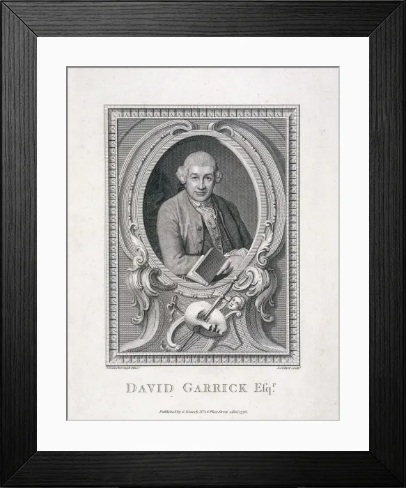 Framed Print : Oval portrait of David Garrick, 1776. Artist: J Collyer Framed Print : Oval portrait of David Garrick, 1776. Artist: J Collyer