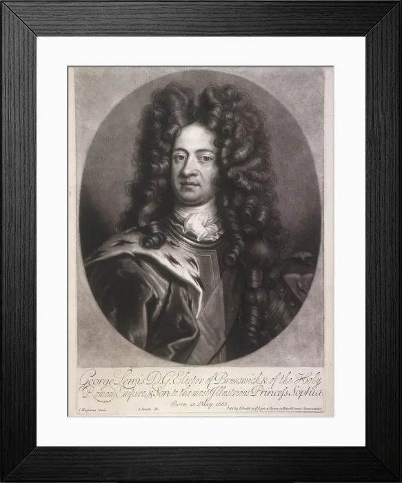 Framed Print : Oval portrait of George I, King of Great Britain, c1700. Artist: Joseph Smith Framed Print : Oval portrait of George I, King of Great Britain, c1700. Artist: Joseph Smith