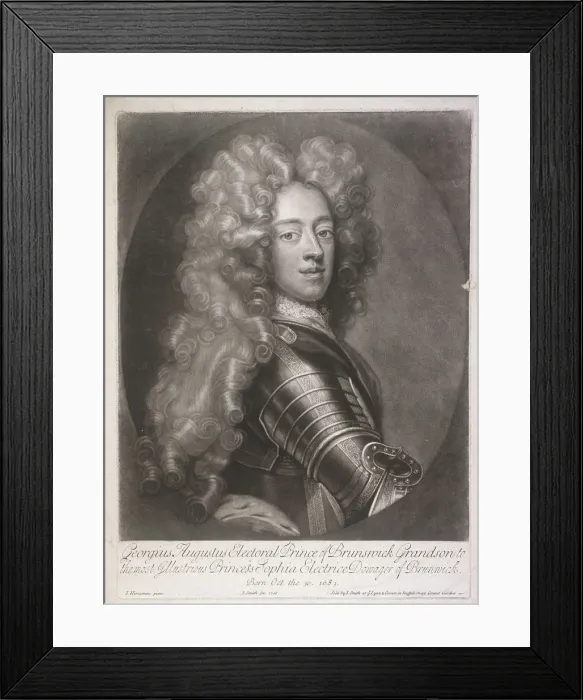 Framed Print : Oval portrait of George II, King of Great Britain, 1706. Artist: Joseph Smith Framed Print : Oval portrait of George II, King of Great Britain, 1706. Artist: Joseph Smith