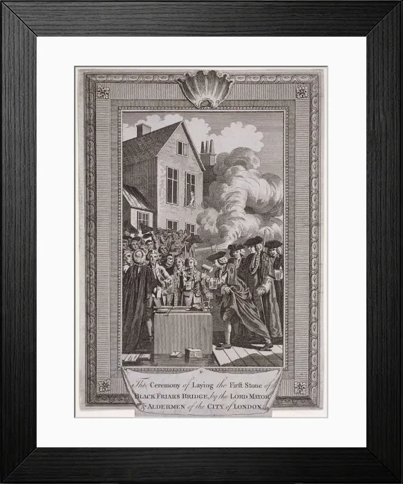 Framed Print : Laying the first stone of Blackfriars Bridge, London, 1760 Framed Print : Laying the first stone of Blackfriars Bridge, London, 1760