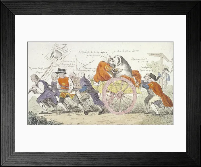 Framed Print : The Corporation hogs journey to Smithfield in stile or aldermen turned pig show men Framed Print : The Corporation hogs journey to Smithfield in stile or aldermen turned pig show men