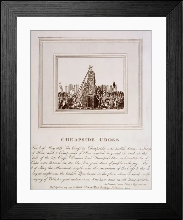 Framed Print : The destruction of the Cheapside Cross, London, 1793 Framed Print : The destruction of the Cheapside Cross, London, 1793