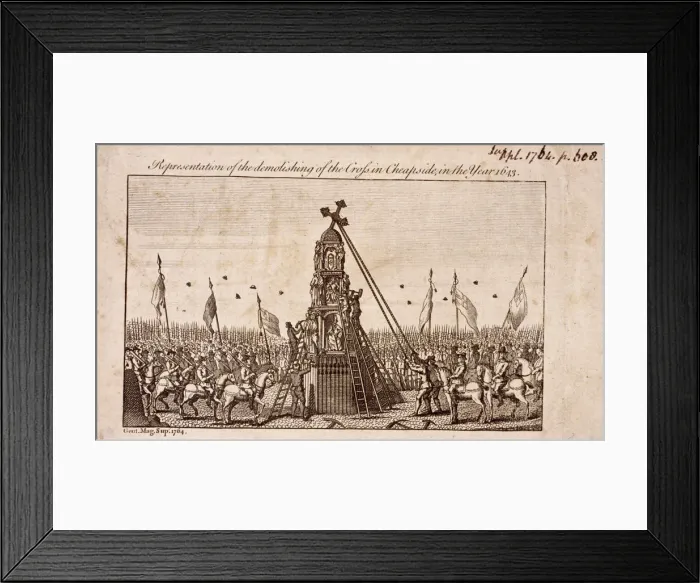 Framed Print : The destruction of the Cheapside Cross, London, 1793 Framed Print : The destruction of the Cheapside Cross, London, 1793