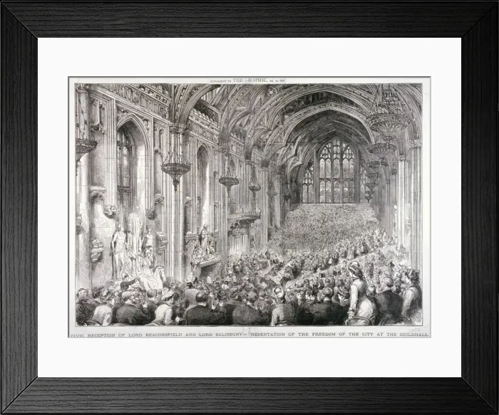 Framed Print : Civic reception of Lord Beaconsfield and Lord Salisbury at the Guildhall, London, 1878 Framed Print : Civic reception of Lord Beaconsfield and Lord Salisbury at the Guildhall, London, 1878