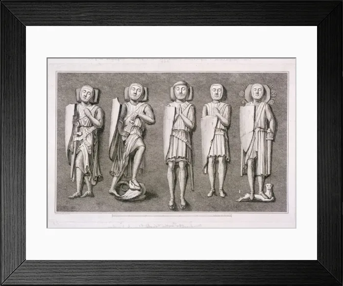 Framed Print : Five effiigies of knights from Temple Church, London, 1786. Artist: James Basire I Framed Print : Five effiigies of knights from Temple Church, London, 1786. Artist: James Basire I