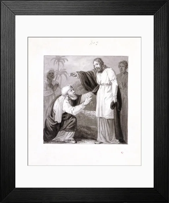 Framed Print : Christ and the Rich Man with the Dying Son, c1810-c1844. Artist: Henry Corbould Framed Print : Christ and the Rich Man with the Dying Son, c1810-c1844. Artist: Henry Corbould