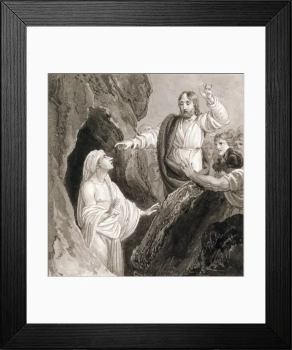 Framed Print : Christ Raising Lazarus from the Tomb, c1810-c1844. Artist: Henry Corbould Framed Print : Christ Raising Lazarus from the Tomb, c1810-c1844. Artist: Henry Corbould