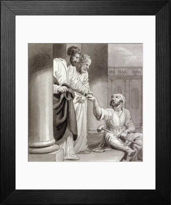 Framed Print : Peter and John with the Beggar at the Beautiful Gate, c1810-c1844 Framed Print : Peter and John with the Beggar at the Beautiful Gate, c1810-c1844
