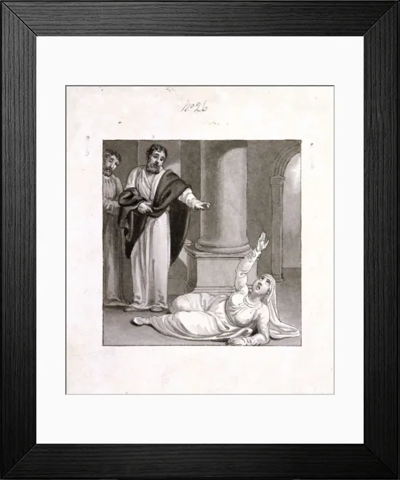 Framed Print : Peter and Sapphira, wife of Ananias, c1810-c1844. Artist: Henry Corbould Framed Print : Peter and Sapphira, wife of Ananias, c1810-c1844. Artist: Henry Corbould