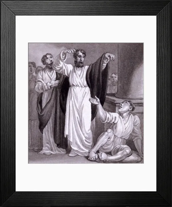 Framed Print : St Peter healing the Cripple at Lystra, c1810-c1844. Artist: Henry Corbould Framed Print : St Peter healing the Cripple at Lystra, c1810-c1844. Artist: Henry Corbould