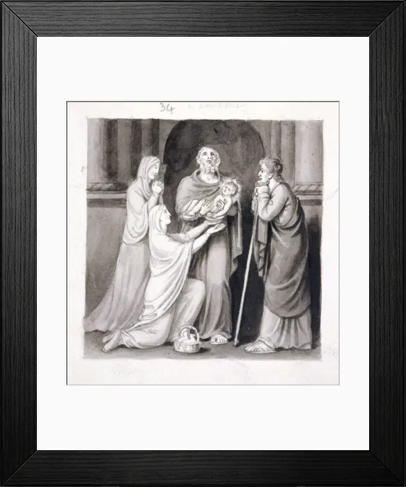Framed Print : The Presentation in the Temple, 19th century. Artist: Corbould Family Framed Print : The Presentation in the Temple, 19th century. Artist: Corbould Family