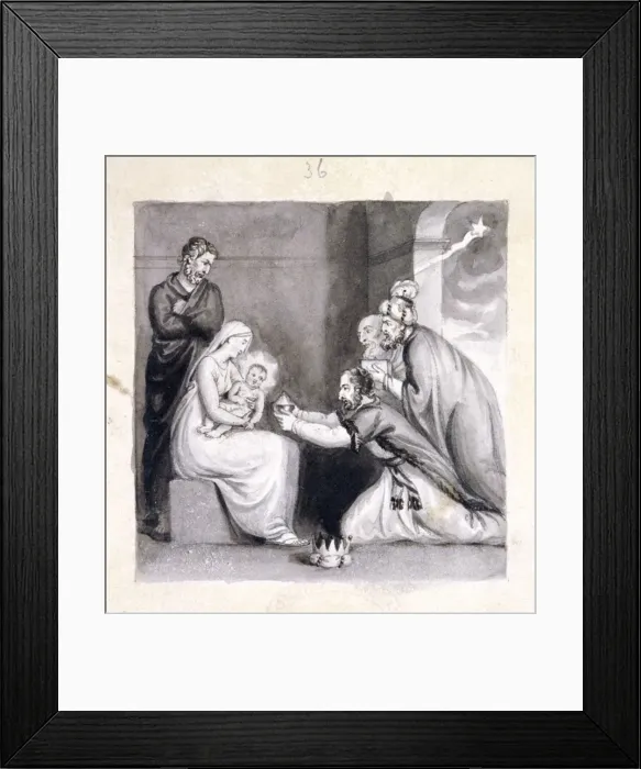 Framed Print : The Adoration of the Magi, 19th century. Artist: Corbould Family Framed Print : The Adoration of the Magi, 19th century. Artist: Corbould Family