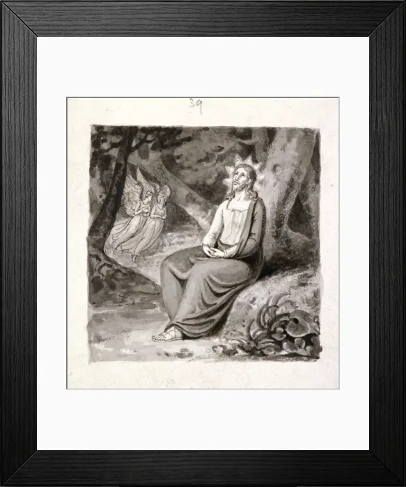 Framed Print : Christ in the Garden with Angels, 19th century. Artist: Corbould Family Framed Print : Christ in the Garden with Angels, 19th century. Artist: Corbould Family