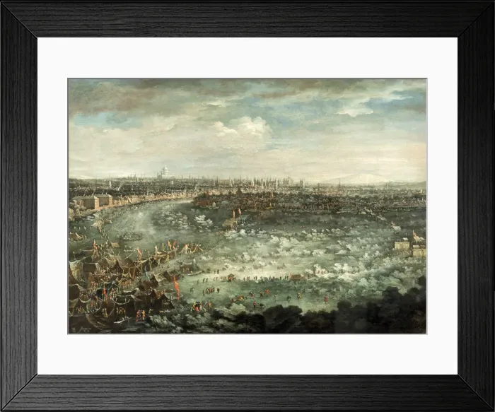 Framed Print : The Thames During the Great Frost of 1739. Artist: Jan Griffier II Framed Print : The Thames During the Great Frost of 1739. Artist: Jan Griffier II