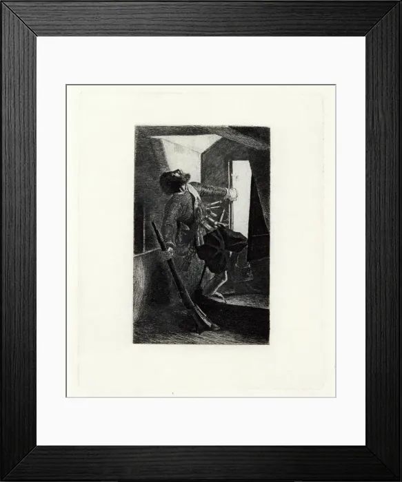 Framed Print : Elizabethan soldier shot, c1843-c1891. Artist: Charles Samuel Keene Framed Print : Elizabethan soldier shot, c1843-c1891. Artist: Charles Samuel Keene