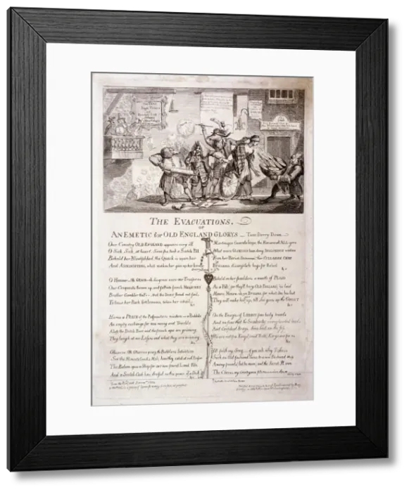 Framed Print : The evacuations, or an emetic for old England glorys, 1762 Framed Print : The evacuations, or an emetic for old England glorys, 1762
